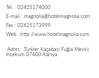 Magnolia Hotel iletiim bilgileri